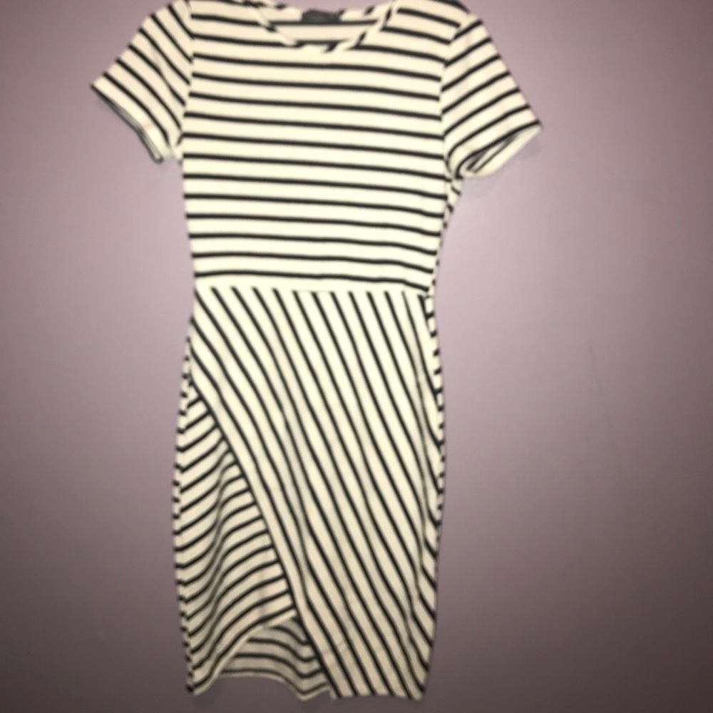 White and black striped professional dress
